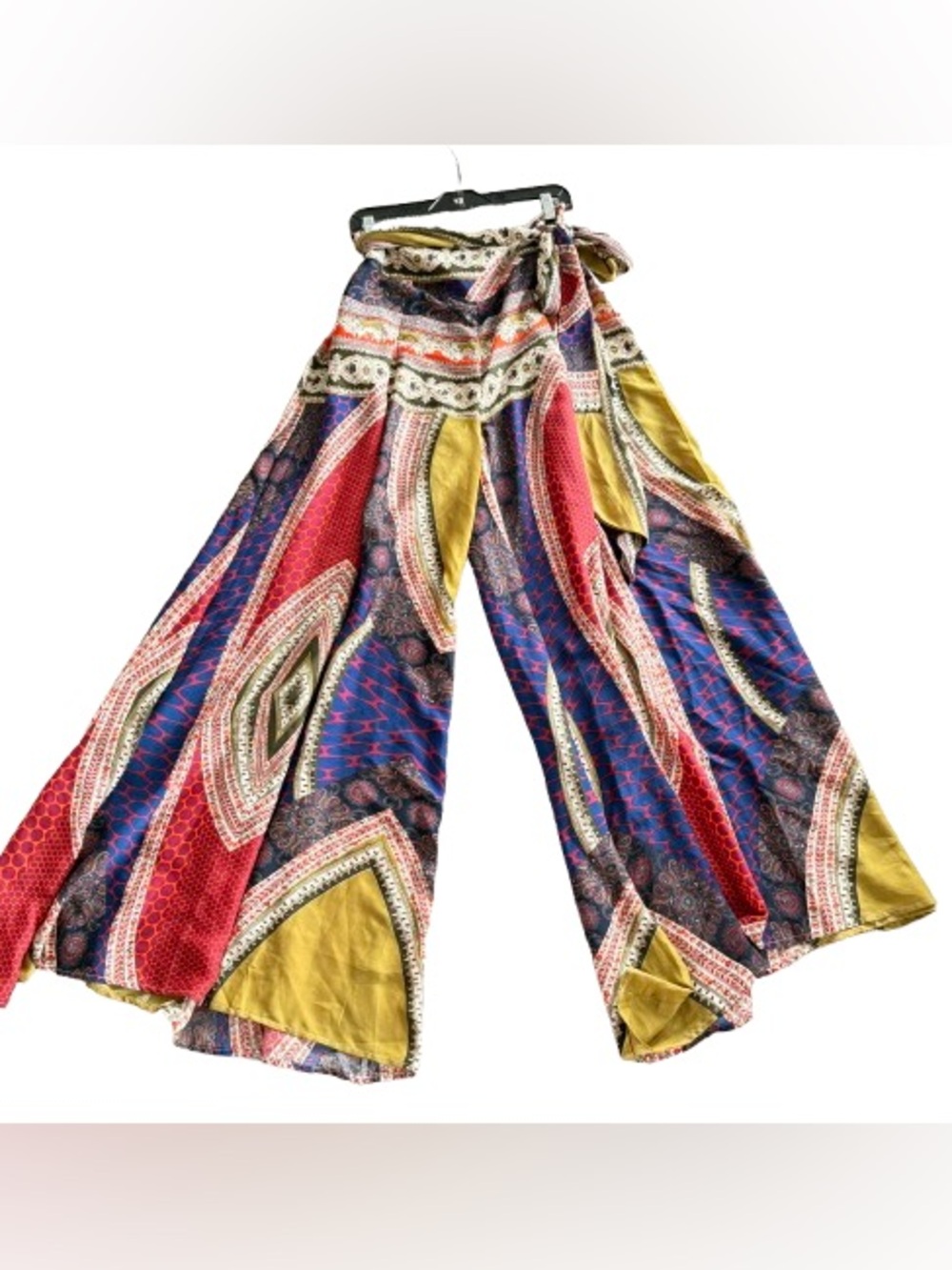 NWT WIDE LEG PRINTED PALAZZO HIGH WAIST PANTS SIZE L GREEN OLIVE RED NAVY ORANGE